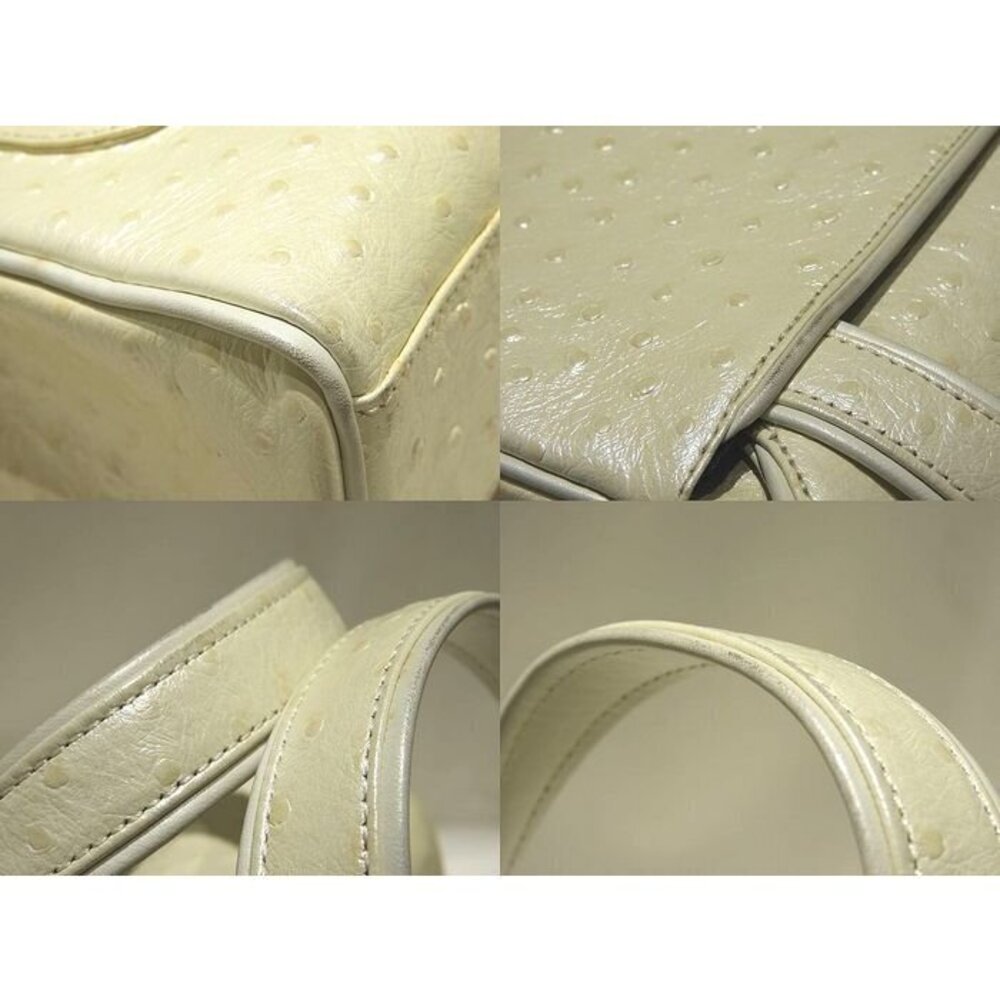 GIANNI VERSACE handbag retro White ostrich embossed leather tote - Picture 4 of 5